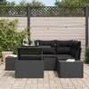 Sodo Sofų Rinkinys su pagalve 5 pcs Juoda poliratanas