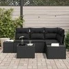 Lauko baldų komplektas Sodo Sofų Rinkinys 5 pcs Juoda poliratanas