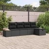 Sodo Sofų Rinkinys su pagalve 5 pcs Juoda Poli ratanas