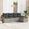 Lauko baldų komplektas Lauko sofa su pagalve 5 pcs Šviesiai pilka poliratanas