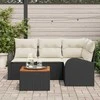Lauko baldų komplektas Sodo Sofų Rinkinys su pagalve 5 pcs Juoda poliratanas