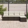 Lauko baldų komplektas Lauko sofa su pagalve 5 pcs Ruda poliratanas