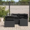 Lauko baldų komplektas Sodo Sofų Rinkinys su pagalve 5 pcs Juoda Poli ratanas