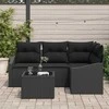 Lauko baldų komplektas Sofos komplektas su pagalve 5 pcs Juoda poliratanas