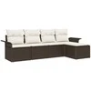 Lauko baldų komplektas Lauko sofa su pagalve 5 pcs Ruda poliratanas