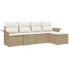 Lauko baldų komplektas Lauko sofa su pagalve 5 pcs Smėlio poliratanas