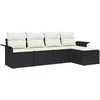 Lauko baldų komplektas Lauko sofa su pagalve 5 pcs Juoda poliratanas