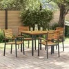 Sodo valgomojo komplektas 5 pcs Juoda Kietos akacijos mediena