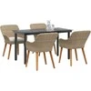 Lauko baldų komplektas Sodo valgomojo komplektas su pagalve 5 pcs Smėlio poliratanas
