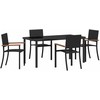 Lauko baldų komplektas Sodo valgomojo komplektas 5 pcs Juoda