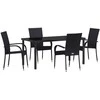 Lauko baldų komplektas Sodo valgomojo komplektas 5 pcs Juoda