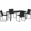 Lauko baldų komplektas Sodo valgomojo komplektas 5 pcs Juoda Textilene ir plienas