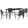 Lauko baldų komplektas Sodo valgomojo komplektas 5 pcs Ruda ir juoda PE ratanas