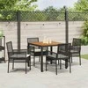 Lauko baldų komplektas Sodo valgomojo komplektas 5 pcs Juoda poliratanas