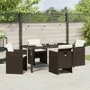 Lauko baldų komplektas Sodo valgomojo komplektas su pagalve 5 pcs Ruda poliratanas