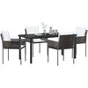 Lauko baldų komplektas Sodo valgomojo komplektas 5 pcs Ruda ir juoda PE ratanas
