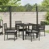 Lauko baldų komplektas Sodo valgomojo komplektas 5 pcs Juoda poliratanas
