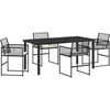 Lauko baldų komplektas Sodo valgomojo komplektas 5 pcs Juoda poliratanas