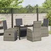 Lauko baldų komplektas Sodo valgomojo komplektas su pagalve 5 pcs Pilka poliratanas
