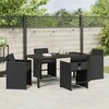 Lauko baldų komplektas Sodo valgomojo komplektas su pagalve 5 pcs Juoda poliratanas