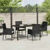 Lauko baldų komplektas Sodo valgomojo komplektas su pagalve 5 pcs Juoda poliratanas