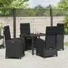 Lauko baldų komplektas Sodo valgomojo komplektas su pagalve 5 pcs Juoda poliratanas
