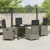 Lauko baldų komplektas Sodo valgomojo komplektas su pagalve 5 pcs Pilka poliratanas