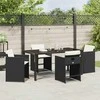 Lauko baldų komplektas Sodo valgomojo komplektas su pagalve 5 pcs Juoda poliratanas