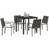 Lauko baldų komplektas Sodo valgomojo komplektas 5 pcs Ruda ir juoda PE ratanas