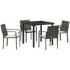 Lauko baldų komplektas Sodo valgomojo komplektas 5 pcs Ruda ir juoda PE ratanas