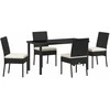 Lauko baldų komplektas Sodo valgomojo komplektas 5 pcs Juoda