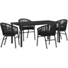 Lauko baldų komplektas Sodo valgomojo komplektas 5 pcs Juoda