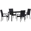 Lauko baldų komplektas Sodo valgomojo komplektas 5 pcs Juoda