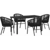 Lauko baldų komplektas Sodo valgomojo komplektas 5 pcs Juoda