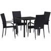 Lauko baldų komplektas Sodo valgomojo komplektas 5 pcs Juoda