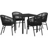 Lauko baldų komplektas Sodo valgomojo komplektas 5 pcs Juoda