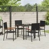 Lauko baldų komplektas Sodo valgomojo komplektas su pagalve 5 pcs Juoda poliratanas