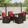 Lauko baldų komplektas Sodo valgomojo komplektas su pagalve 5 pcs Ruda Poli ratanas