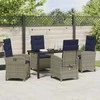 Lauko baldų komplektas Sodo valgomojo komplektas su pagalve 5 pcs Pilka poliratanas