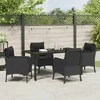 Lauko baldų komplektas Sodo valgomojo komplektas su pagalve 5 pcs Juoda poliratanas