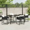 Lauko baldų komplektas Sodo valgomojo komplektas su pagalve 5 pcs Juoda poliratanas