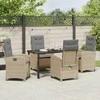 Lauko baldų komplektas Sodo valgomojo komplektas su pagalve 5 pcs Smėlio poliratanas