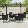 Lauko baldų komplektas Sodo valgomojo komplektas su pagalve 5 pcs Juoda poliratanas