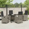 Lauko baldų komplektas Sodo valgomojo komplektas su pagalve 5 pcs Pilka poliratanas