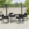Lauko baldų komplektas Sodo valgomojo komplektas su pagalve 5 pcs Juoda poliratanas