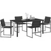 Sodo valgomojo komplektas 5 pcs Juoda 160 x 80 x 73 cm