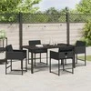Lauko baldų komplektas Sodo valgomojo komplektas su pagalve 5 pcs Juoda poliratanas