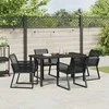 Lauko baldų komplektas Sodo valgomojo komplektas 5 pcs Juoda