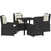 Lauko baldų komplektas Sodo valgomojo komplektas 5 pcs Juoda poliratanas