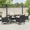 Lauko baldų komplektas Sodo valgomojo komplektas su pagalve 5 pcs Juoda poliratanas